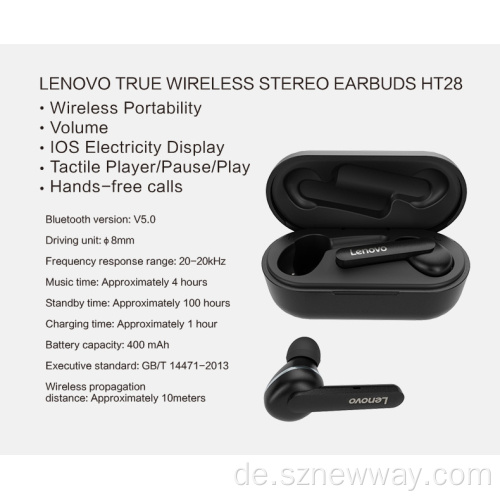 Lenovo HT28 Tws Wireless Kopfhörer Wasserdichter Kopfhörer